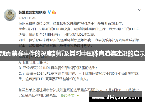 魏震禁赛事件的深度剖析及其对中国体育道德建设的启示